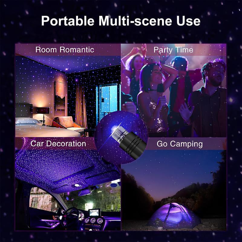 CENPIN USB Star Projector Night Light for Car Interior & Bedroom – Portable Romantic Galaxy Roof Lamp, Ambient Ceiling Decoration Light, Soft Glow Effect (1PC, No Remote)