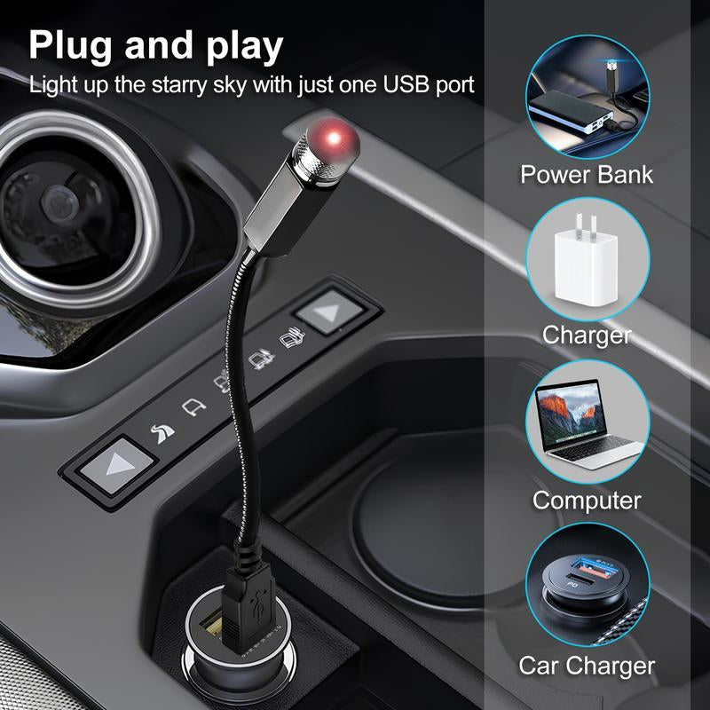CENPIN USB Star Projector Night Light for Car Interior & Bedroom – Portable Romantic Galaxy Roof Lamp, Ambient Ceiling Decoration Light, Soft Glow Effect (1PC, No Remote)
